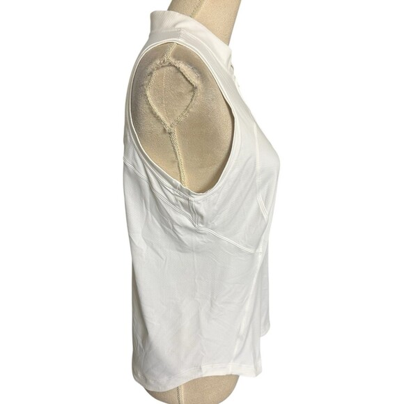 Lululemon Front Zip Mock Neck Tennis Tank Shirt White Sleeveless Top Sz 8 ? - Picture 6 of 8
